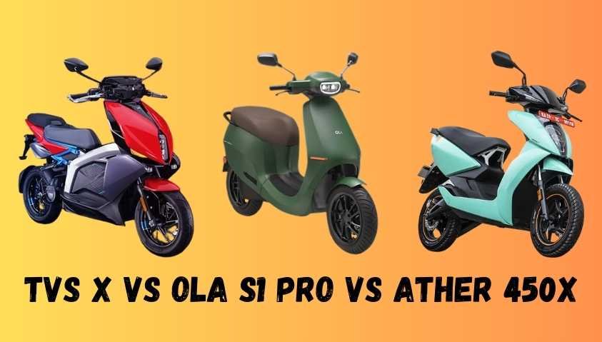 எல்லாமே டாப் பிராண்ட் தான்....ஆனா இதுல எது டாப் தெரியுமா? | TVS X vs Ola S1 Pro vs Ather 450X Comparison in Tamil image